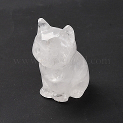 天然水晶表示装飾  家の装飾用品  猫の形  45~48x29~30x29~31mm&nbsp;DJEW-P019-D06