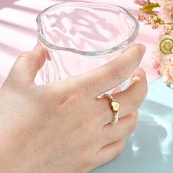 Anelli con perle d'acqua dolce naturali e perline in acciaio inossidabile 304&nbsp;RJEW-FS00001-24