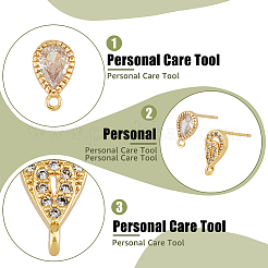 20 шт. 2 стильных каплевидных серег-гвоздиков из латуни с микропаве из кубического циркония&nbsp;KK-DC0003-04