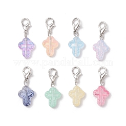 Прозрачные стеклянные кресты подвесные украшения HJEW-JM03349-01