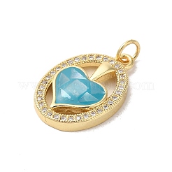 Овальные подвески с сердцем из латуни с микропаве и фианитами KK-K385-070G-01