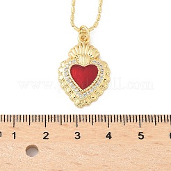 Латунные микропаве прозрачные кубические цирконии ожерелья с подвеской в виде испуганного сердца NJEW-D306-05G