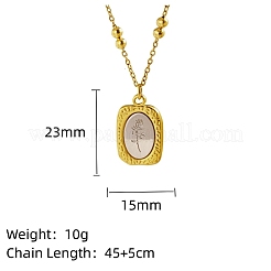 304ステンレススチールペンダントネックレス  バラの長方形  18KGP本金メッキ  17.72インチ（45cm）&nbsp;VA7729