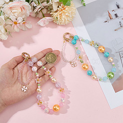 2 шт. 2 стиля стеклянных и акриловых жемчужных бусин для мобильных ремешков&nbsp;HJEW-MA00038