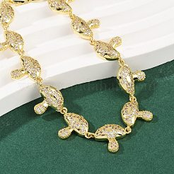 Браслеты из грибовидной латуни с микропаве из прозрачных кубических цирконий для женщин BJEW-Z126-04G