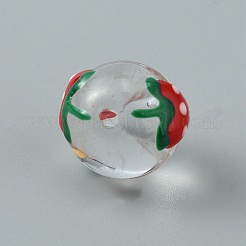 手作りランプワークビーズ  ラウンド  イチゴの模様  12x11mm  穴：1.6mm&nbsp;LAMP-CJC0007-10G