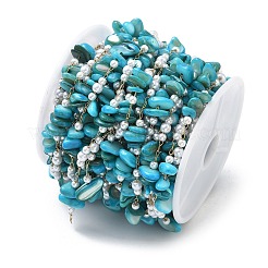 Цепочки ручной работы из натуральных ракушек и бисера&nbsp;CHS-F025-13G-01