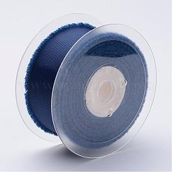 ポリエステルの擦り切れたグログランリボン  印刷  フリンジタッセル付き  マリンブルー  5/8インチ（16mm）  約50ヤード/ロール（45.72メートル/ロール）&nbsp;ORIB-N0002-16mm-05