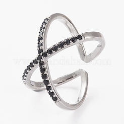 Латунные микро проложить манжеты кольца кубического циркония&nbsp;LS-RJEW-C101-13G-C