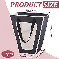 Трапециевидные бумажные подарочные сумки с цветами и пластиковым видимым окном ABAG-WH0045-25B