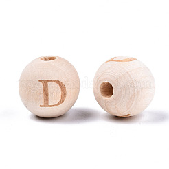 Perles européennes en bois naturel non fini&nbsp;WOOD-S045-143A-01D