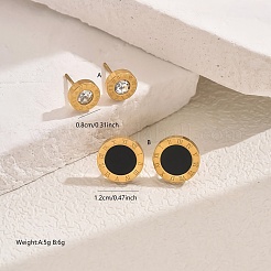 Элегантные плоские круглые серьги-гвоздики в римском стиле из нержавеющей стали 304 BO7793-2