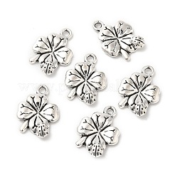 合金のチベット風チャーム  四つ葉のクローバーとテントウムシ  アンティークシルバー  17x12x3mm  穴：1.5mm&nbsp;PALLOY-I220-05AS