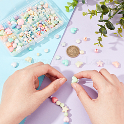 220 шт. 8-х видов матовых непрозрачных акриловых бусин SACR-GA0001-04