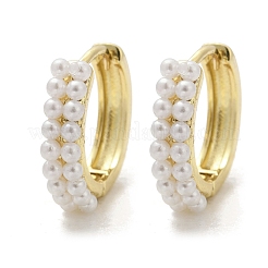 Серьги-кольца из искусственного жемчуга из латуни&nbsp;EJEW-M082-04G