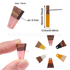 12 par de pendientes de resina y madera de 6 colores&nbsp;MAK-CD0001-04