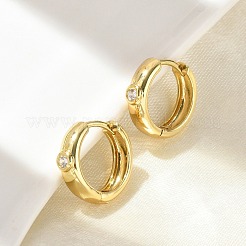 Плоские круглые серьги-кольца из латуни с микропаве из прозрачных кубических цирконий EJEW-D311-100G