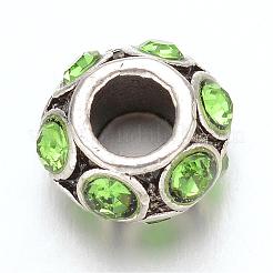 Rondelle тибетский стиль сплава горный хрусталь европейские большие шарики отверстия MPDL-F017-12