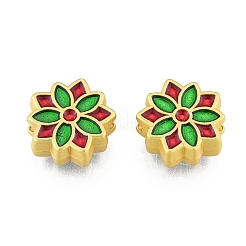 合金エナメルビーズ  マットなスタイル  花  マットゴールドカラー  11x11.5x4mm  穴：1.8mm&nbsp;LS-FIND-G035-52MG