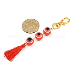 Подвеска с кисточками из полиэстера и круглыми бусинами от сглаза из смолы HJEW-JM04164-02