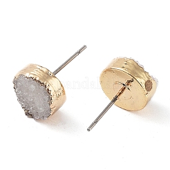 Orecchini agata perno druzy naturale&nbsp;EJEW-L168-02D