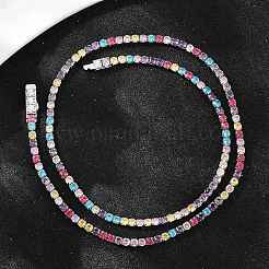 925 collier tennis en argent sterling pavé de zircones cubiques colorées pour femme&nbsp;NJEW-C096-01B-P01