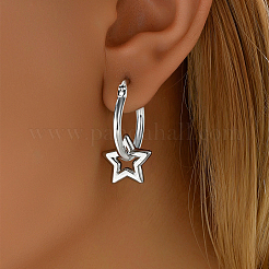 Шикарные серебряные серьги-подвески с пентаграммой для женщин s925 OH2589