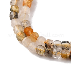 Нити бусин из натурального золота с рутилированным кварцем G-RM241221-K2