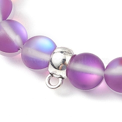 Изготовление браслетов из круглых бусин из синтетического лунного камня диаметром 8 мм&nbsp;BJEW-JB11394