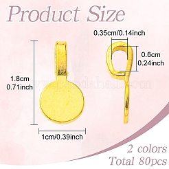 80 pezzo di 2 colori in lega stile tibetano con colla su gancetti per pendenti piatti&nbsp;TIBE-YW0002-12
