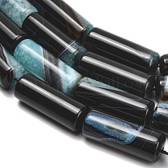 天然石瑪瑙ビーズ連売り  染め＆加熱  コラム  アクアマリン  39.5~40x13.5~15mm  穴：1.2~1.4mm  約10個/連  15.51''~15.63