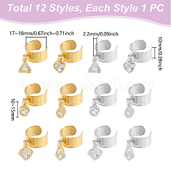 12 шт. двухцветное кольцо-манжета из нержавеющей стали 304&nbsp;RJEW-UN00037