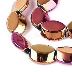 電気メッキガラスビーズセット  オーバル  黄金メッキ  17x14x6~6.5mm  穴：0.9~1mm  約36~37個/連  23.82~24.80インチ（60.5~63cm）&nbsp;EGLA-Q134-02A-A03
