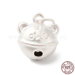 990スターリングシルバーチャーム  タイガーベル  丸カン付き  銀  9x10x7mm  穴：3.5mm&nbsp;STER-G033-02S