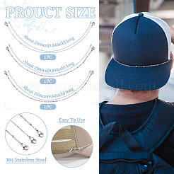 3 шт. набор цепочек для бейсболок из нержавеющей стали 304 в 3 стилях&nbsp;AJEW-TA00027