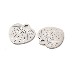 変色しない201ステンレススチールペンダント  ハートチャーム  ステンレス鋼色  16x16x1mm  穴：2mm&nbsp;STAS-K251-059P