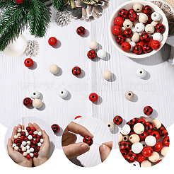 200шт 4 цвета окрашенные бусины из натурального дерева WOOD-SP0001-65