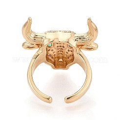 Messing Micro Pave Zirkonia Manschette offene Ringe&nbsp;KK-T080-33G