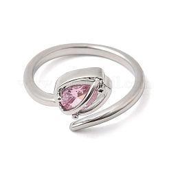 Offene Manschettenringe aus Messing mit Mikropavé und Zirkonia für Damen&nbsp;RJEW-L343-01P