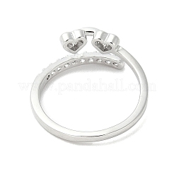 Открытое кольцо-манжета для женщин из латуни с микро-паве и цирконием в форме сердца для женщин&nbsp;RJEW-A040-01P