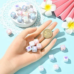 21шт 7 цвета непрозрачные акриловые эмалевые бусины&nbsp;ACRC-YW0001-03