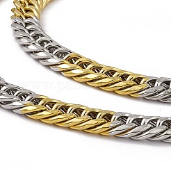 Collana a catena cubana in acciaio inossidabile 201 con placcatura sotto vuoto in PVD bicolore con fermagli in acciaio inossidabile 304 per uomo e donna&nbsp;NJEW-M194-01E-GP