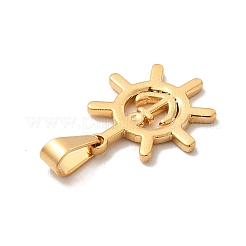 PVD真空メッキ201ステンレススチールペンダント  アンカー＆ヘルムチャーム  ゴールドカラー  20x18x1.5mm  穴：7.5x3.5mm&nbsp;STAS-K250-14