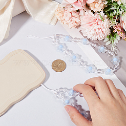 プラスチックビーズの携帯電話ストラップリストストラップ  女性用 女の子用 花チャーム 携帯 紛失防止チェーン  空色  20cm&nbsp;AJEW-WH20010-63C