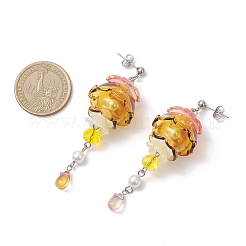 Серьги-гвоздики с подвесками из ракушки-медузы из нержавеющей стали 304 с жемчугом EJEW-TA00773-03