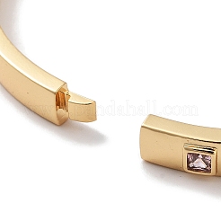 女性用真鍮パヴェカラフルガラスバングル  ゴールドカラー  長方形  内径：2-1/4インチ（5.7cm）  5.5mm&nbsp;BJEW-Z061-25B