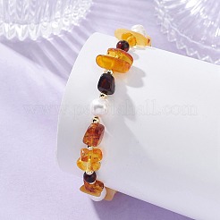 Braccialetti con perline in ambra naturale&nbsp;BJEW-JB13660