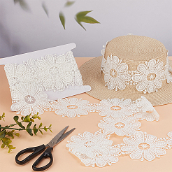 4 ярд цветочной полиэфирной кружевной ленты с вышивкой OCOR-MA0001-41A