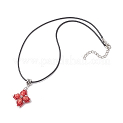 Звезда-подвеска из окрашенной синтетической императорской яшмы и стеклянных бусин NJEW-MZ00109