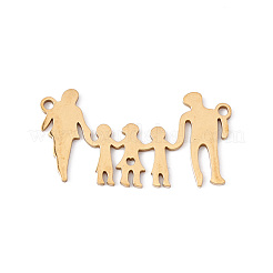304ステンレススチールファミリーコネクタチャーム  男性と女性と子供  ゴールドカラー  15x28.5x1mm  穴：1.4mm&nbsp;STAS-G270-01B-G